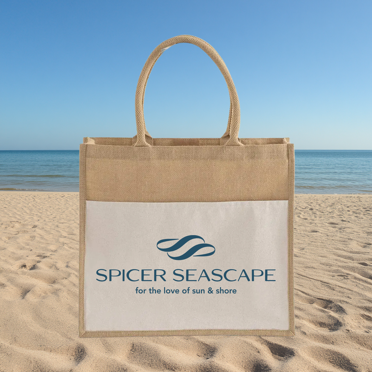 Burlap Tote Bag with Pocket, Customized with Logo