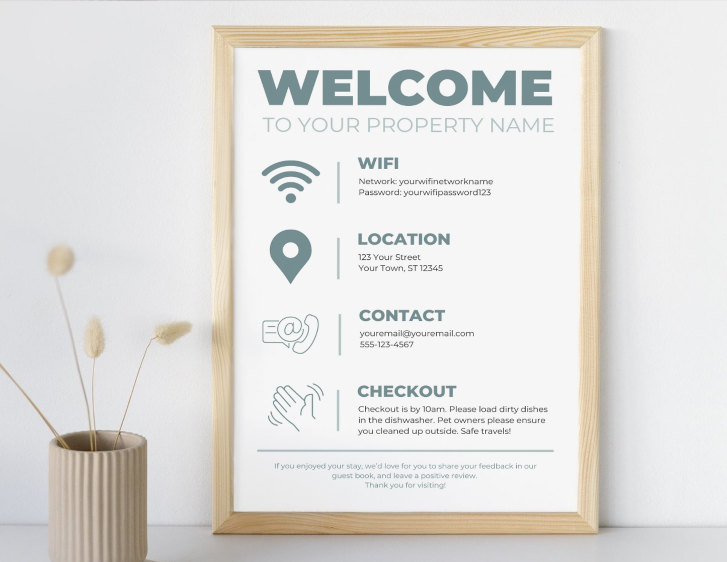 Instant Download - Editable Guest Welcome Sign for Airbnbs