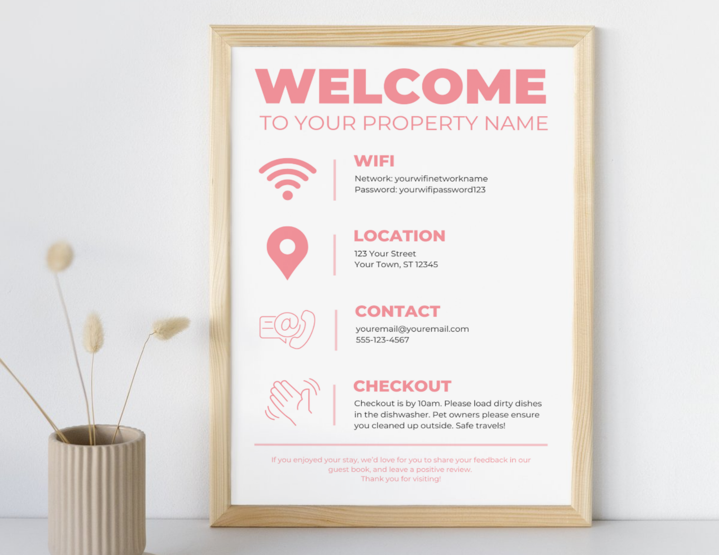 Instant Download - Editable Guest Welcome Sign for Airbnbs