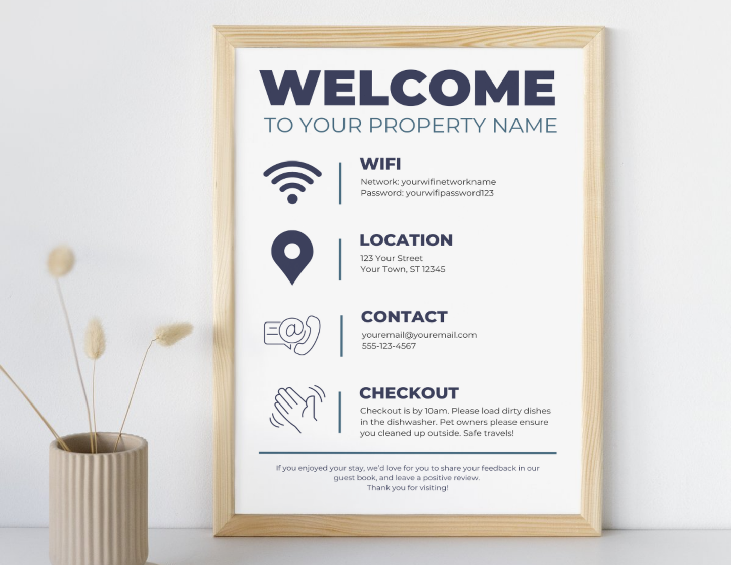 Instant Download - Editable Guest Welcome Sign for Airbnbs