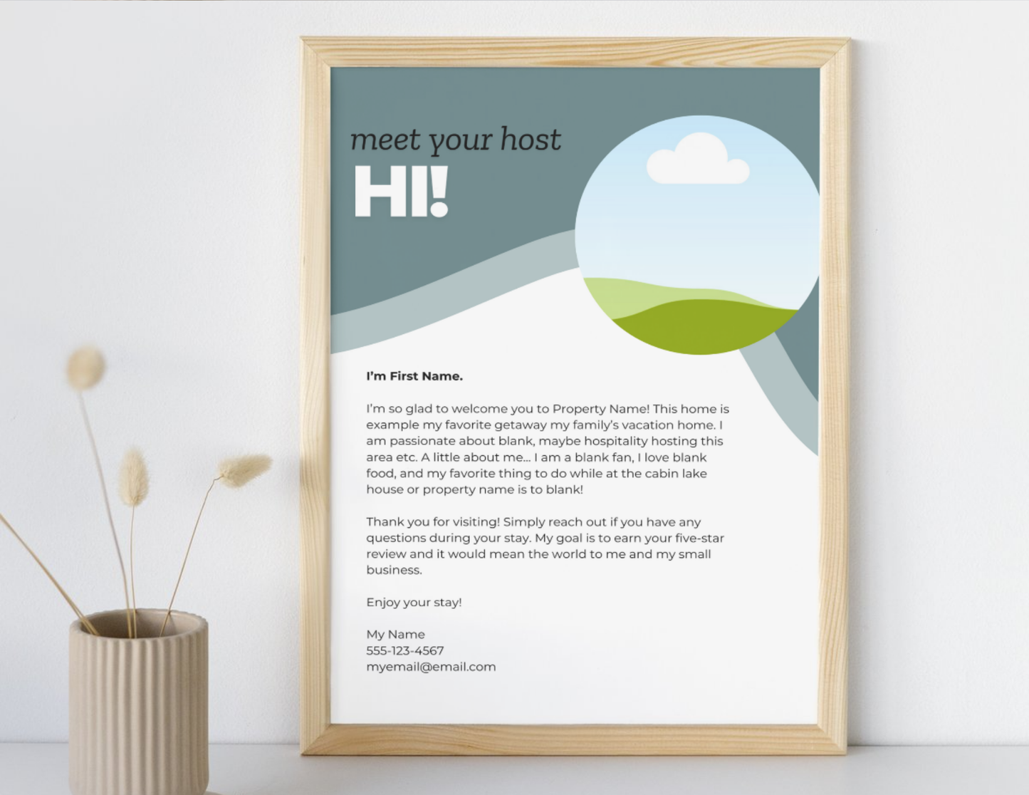 Instant Download - Meet Your Host - Editable Welcome Sign for Airbnbs