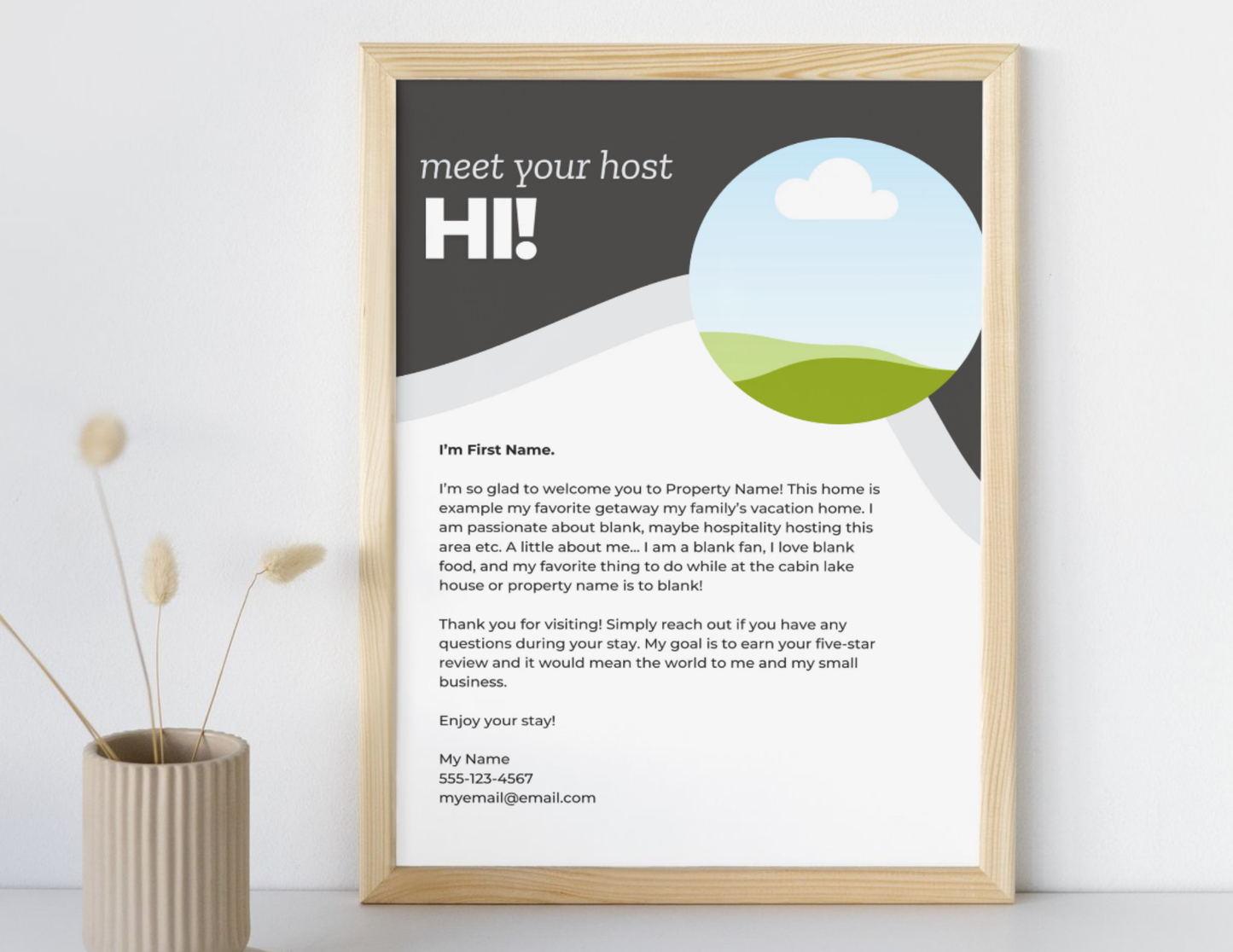 Instant Download - Meet Your Host - Editable Welcome Sign for Airbnbs