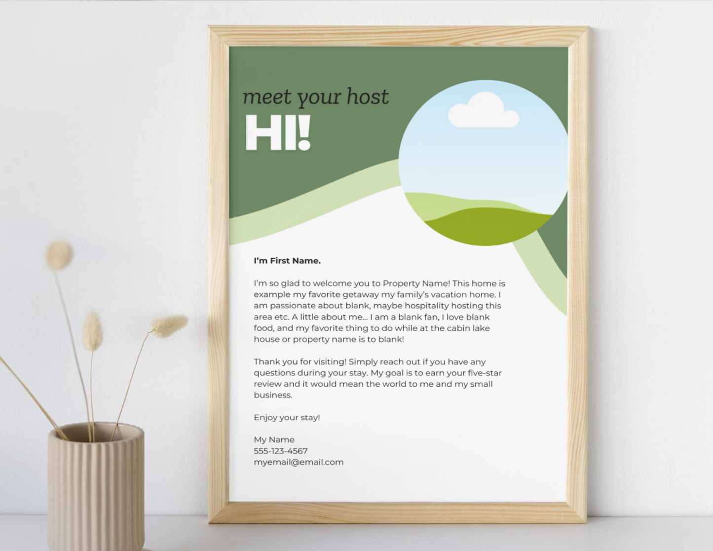 Instant Download - Meet Your Host - Editable Welcome Sign for Airbnbs