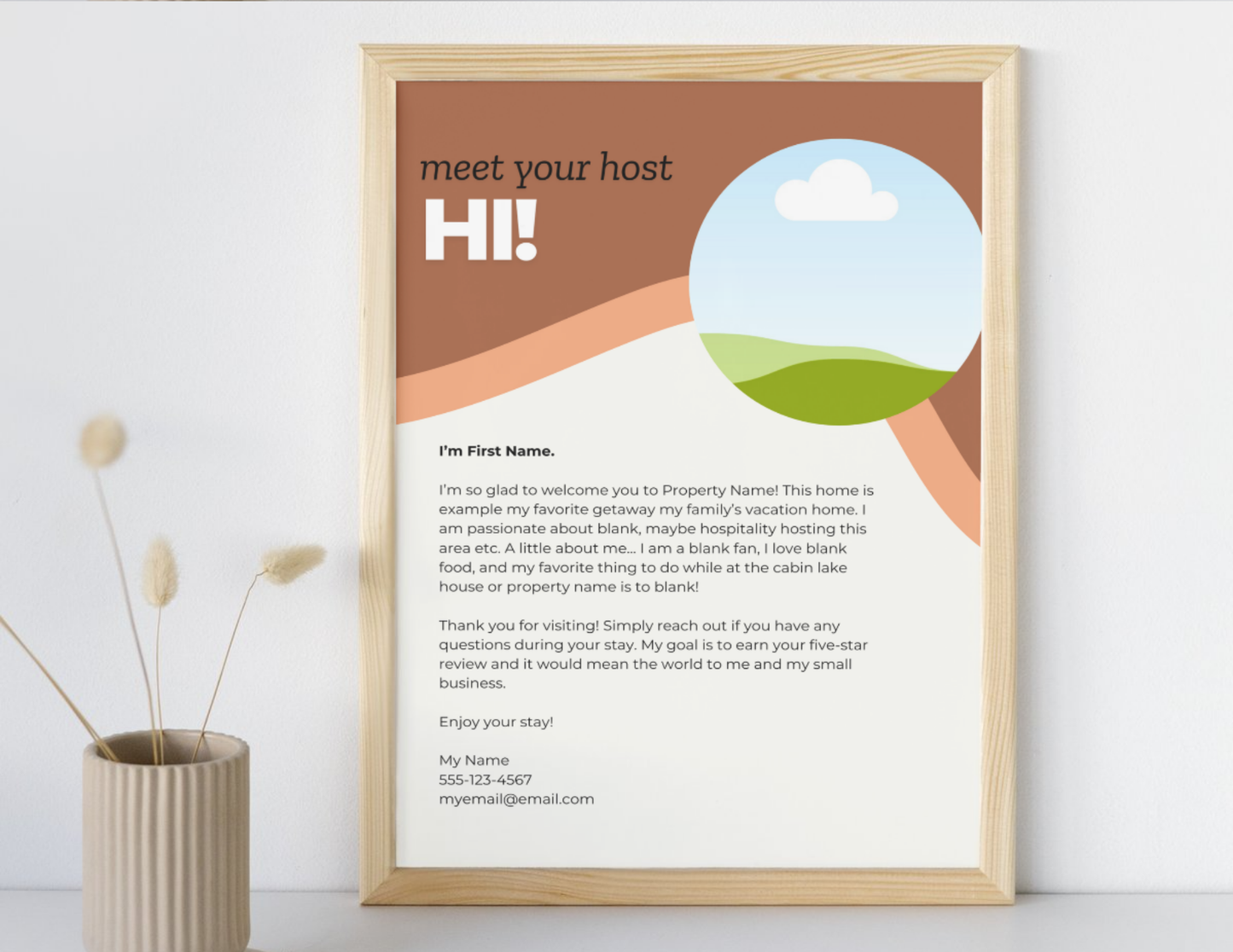 Instant Download - Meet Your Host - Editable Welcome Sign for Airbnbs