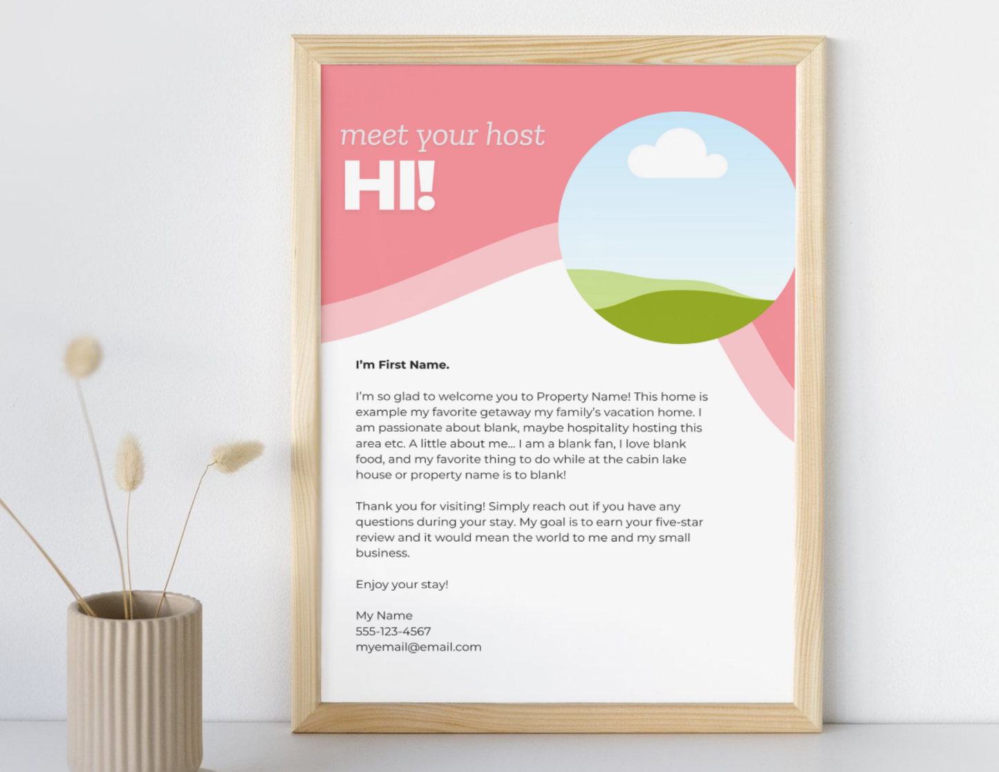 Instant Download - Meet Your Host - Editable Welcome Sign for Airbnbs