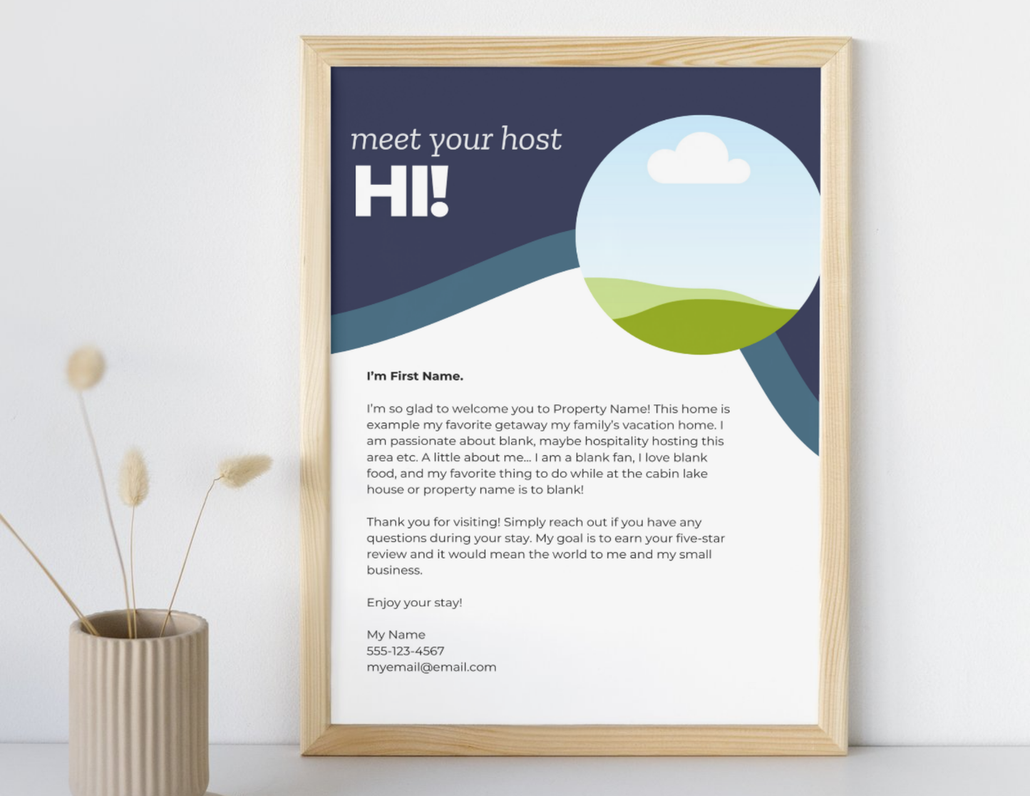 Instant Download - Meet Your Host - Editable Welcome Sign for Airbnbs