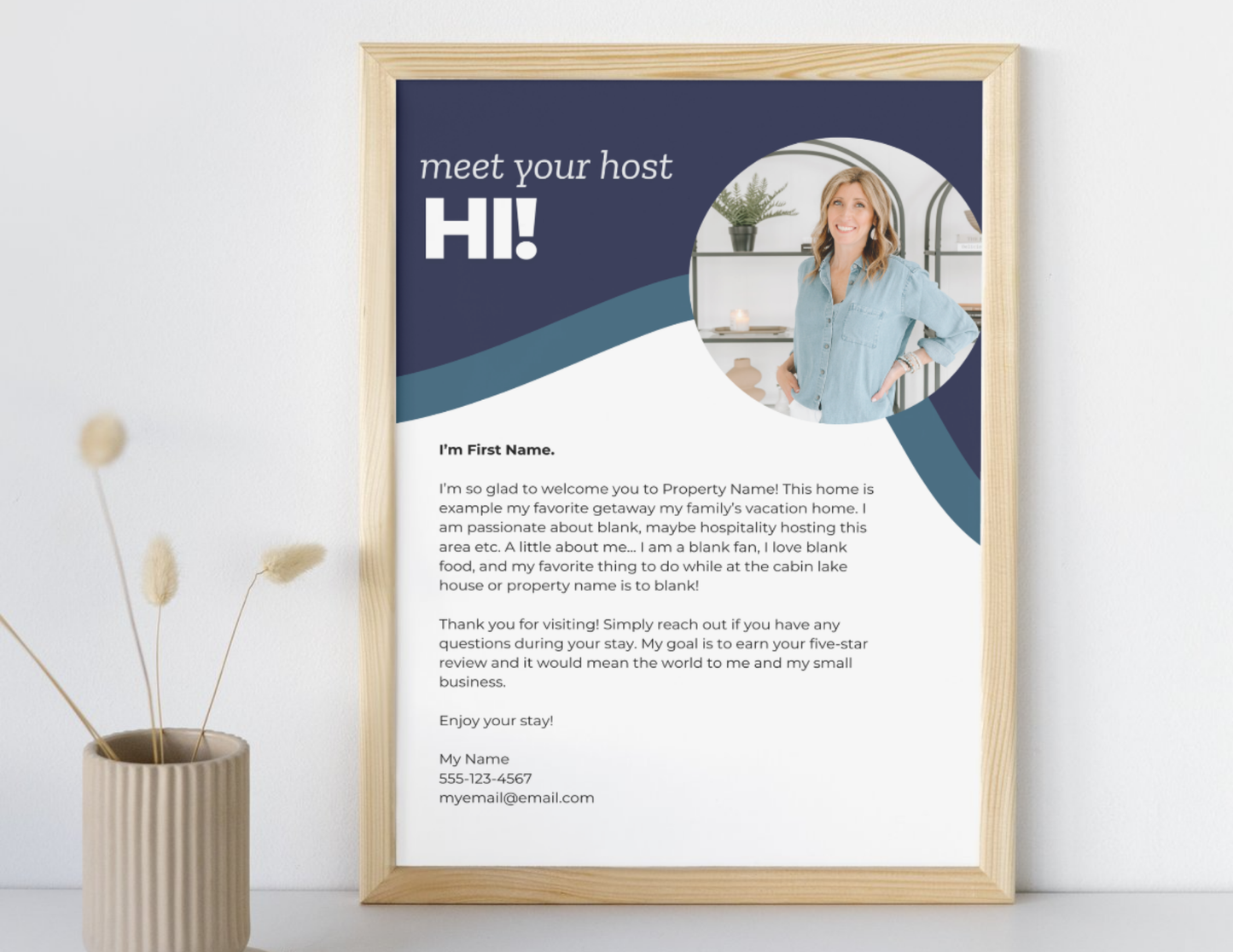 Instant Download - Meet Your Host - Editable Welcome Sign for Airbnbs