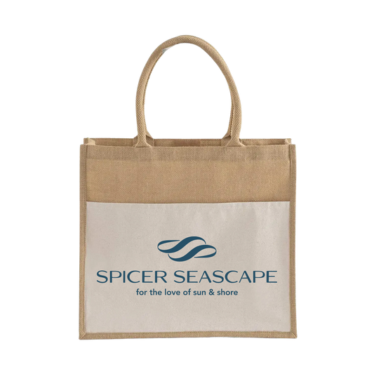 Burlap Tote Bag with Pocket, Customized with Logo