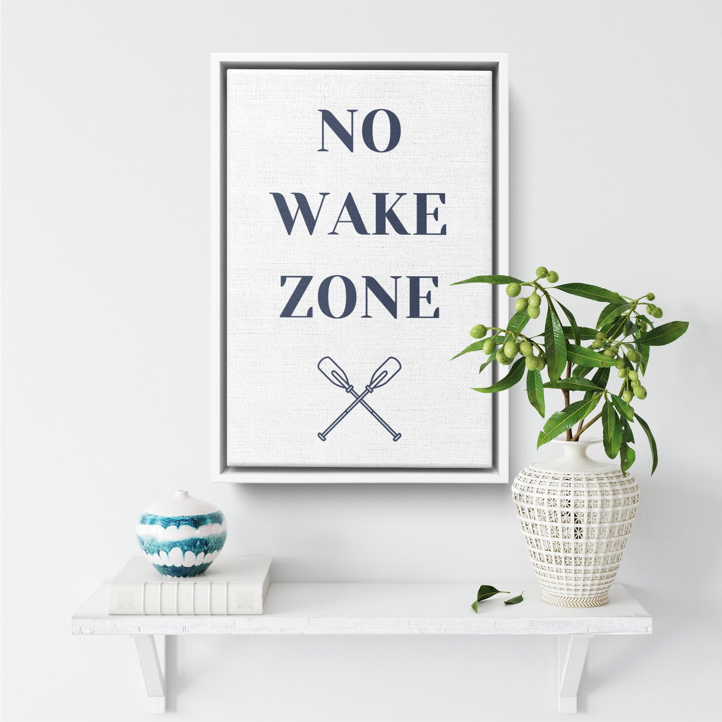 No Wake Zone :: Coastal Decor, Lake House Wall Art (Framed Canvas)